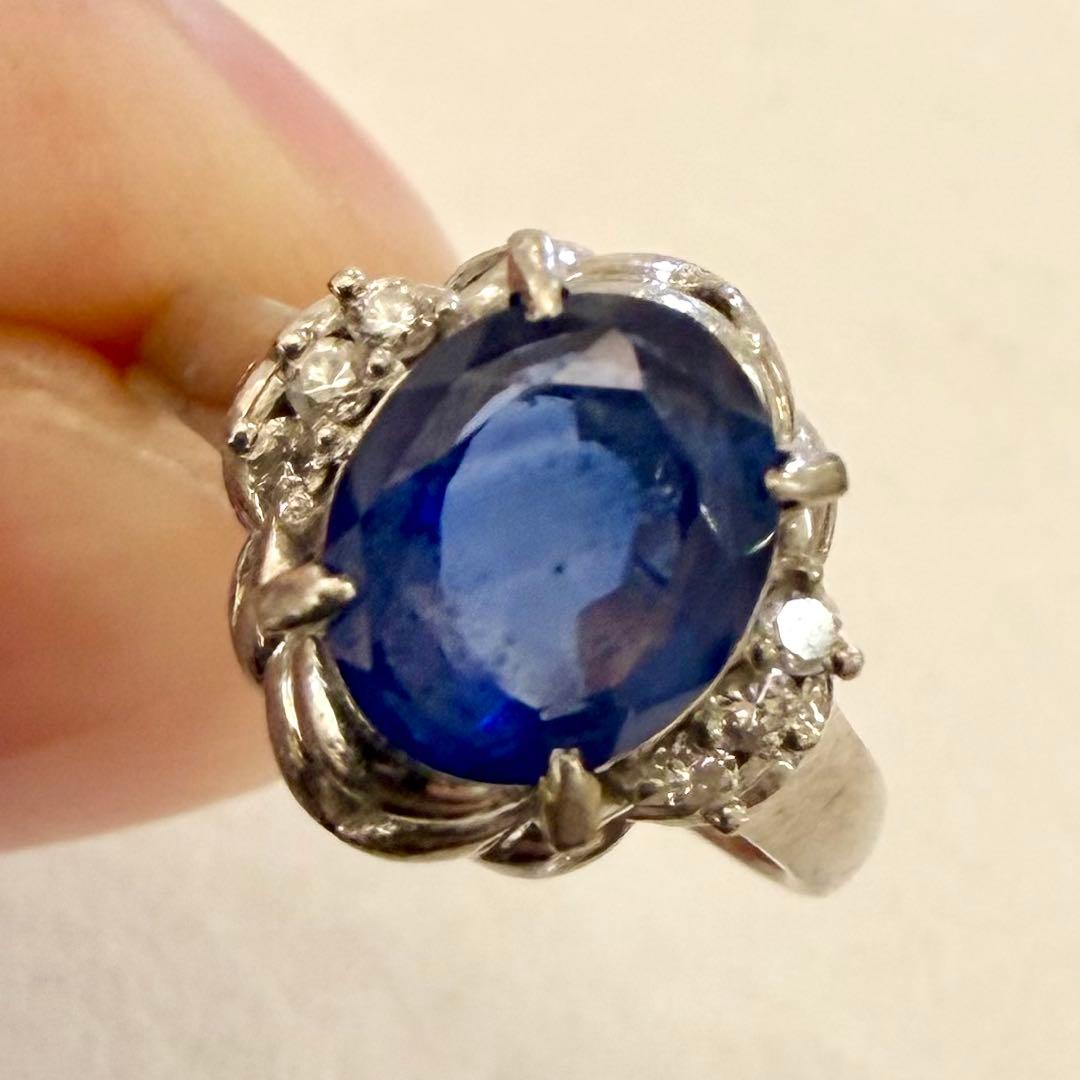 Pt900 ブルーサファイア 2.263ct ダイヤ 0.10ct リング
