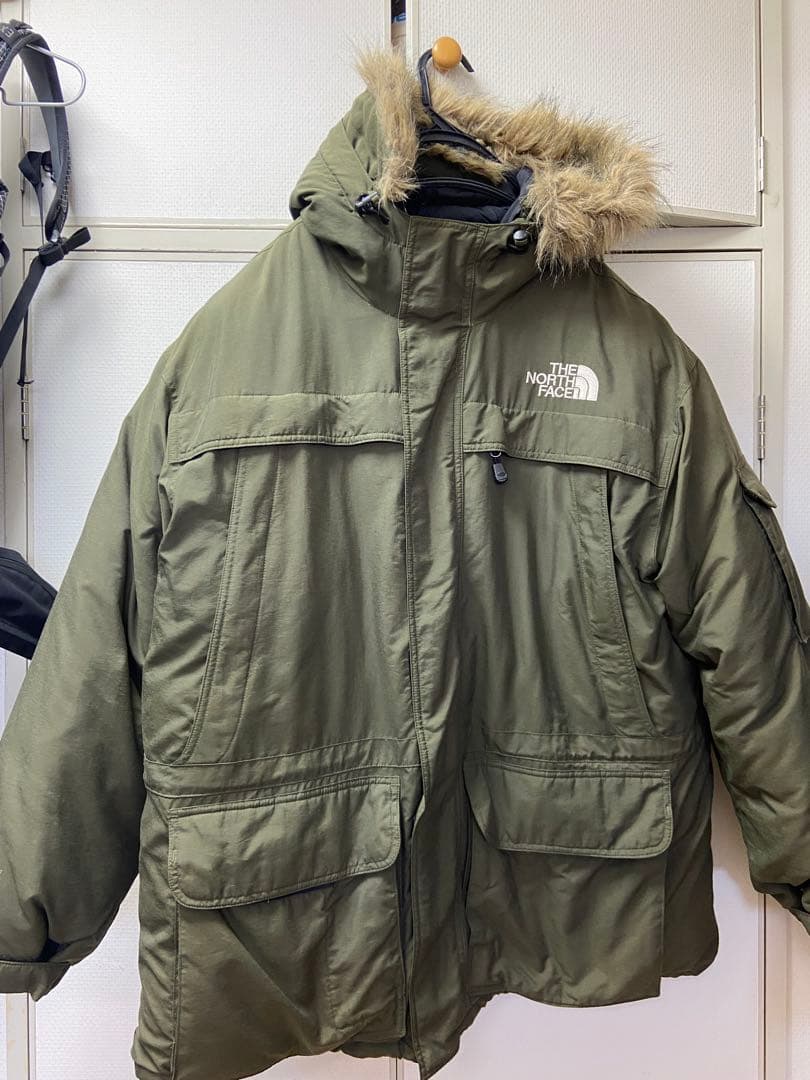 THE NORTH FACE フード付きダウンジャケット オリーブグリーン - メルカリ