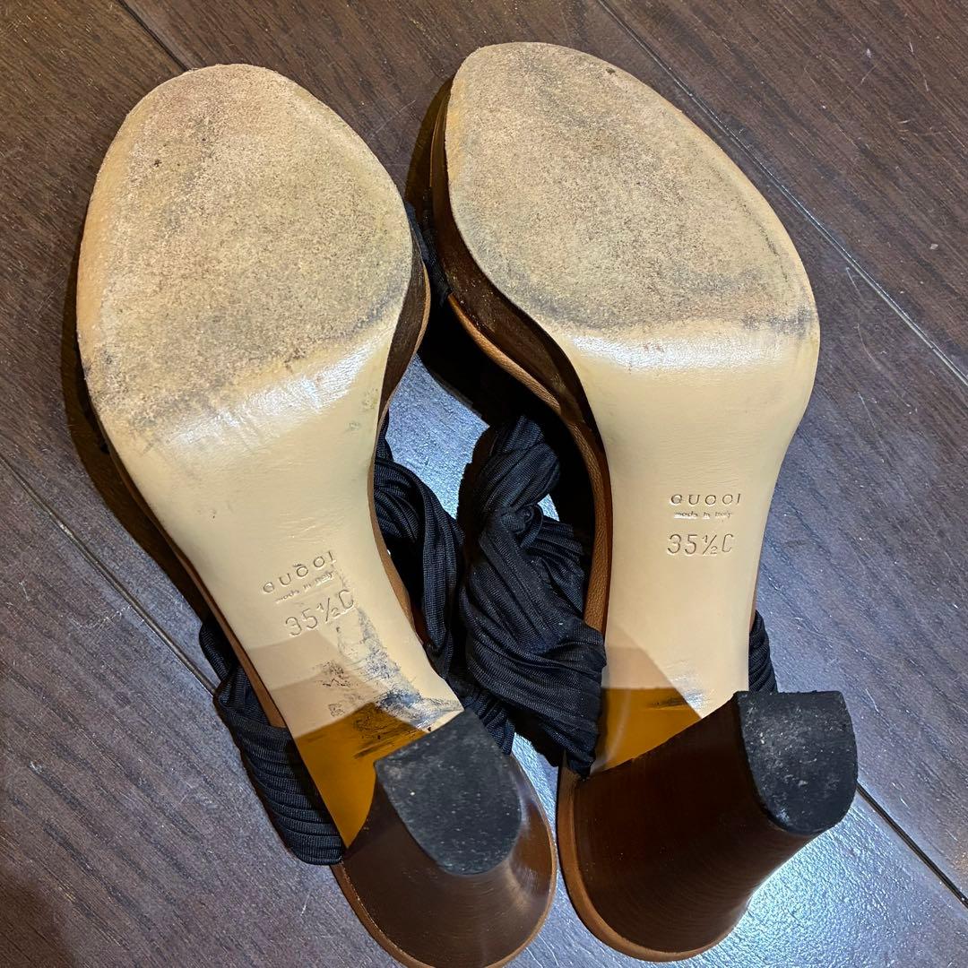 GUCCI ブラック ヒールサンダル 351/2 - メルカリ