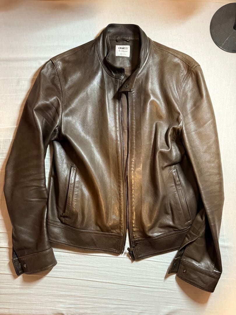 EMMETI ダークブラウン レザージャケット EMMETI - 【数量限定】JURI SP NABUK カーフスキン ヌバックレザー