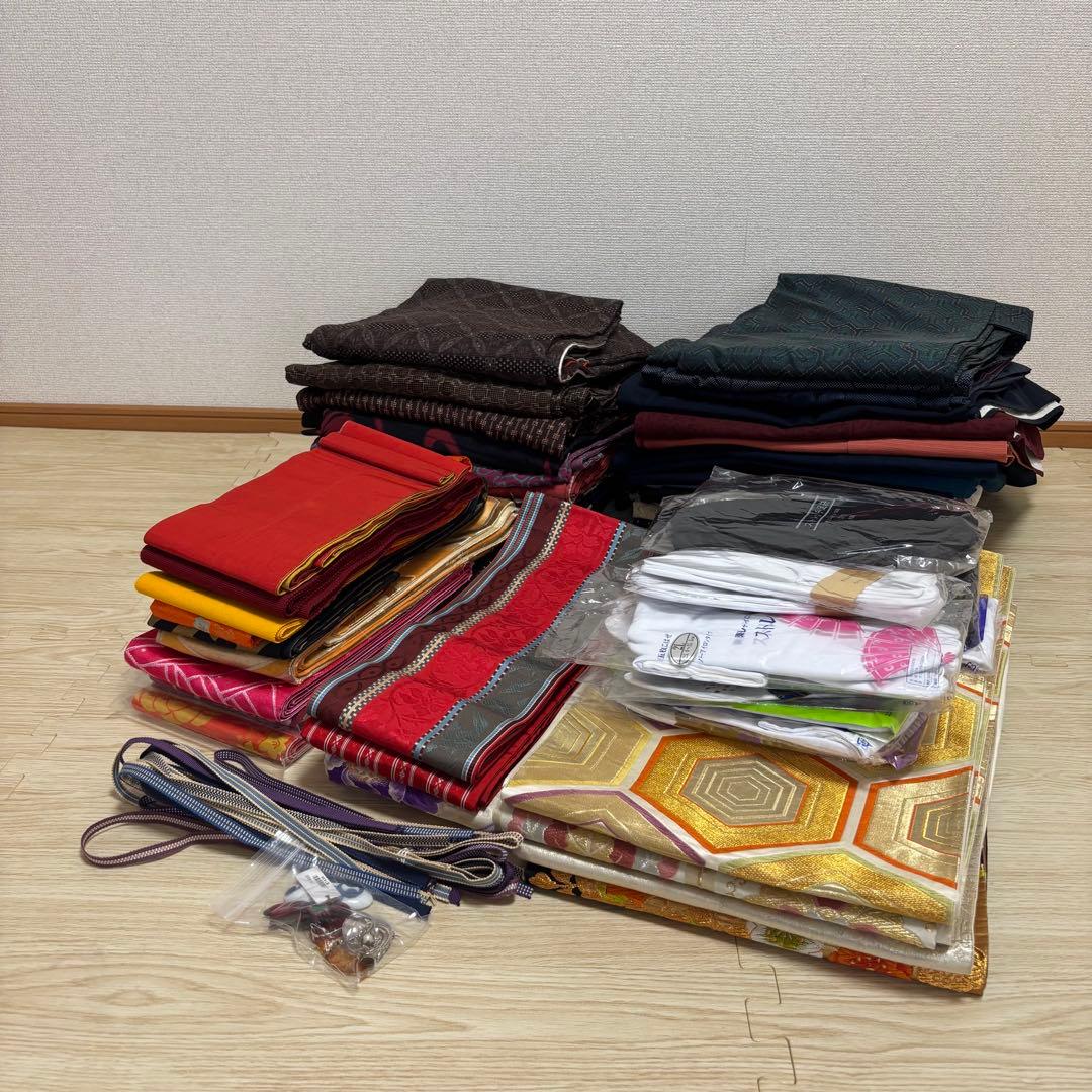 ✨ 新商品【おまとめ着物】 単衣 大島紬袷 袋帯 半幅帯 足袋 No.4-1