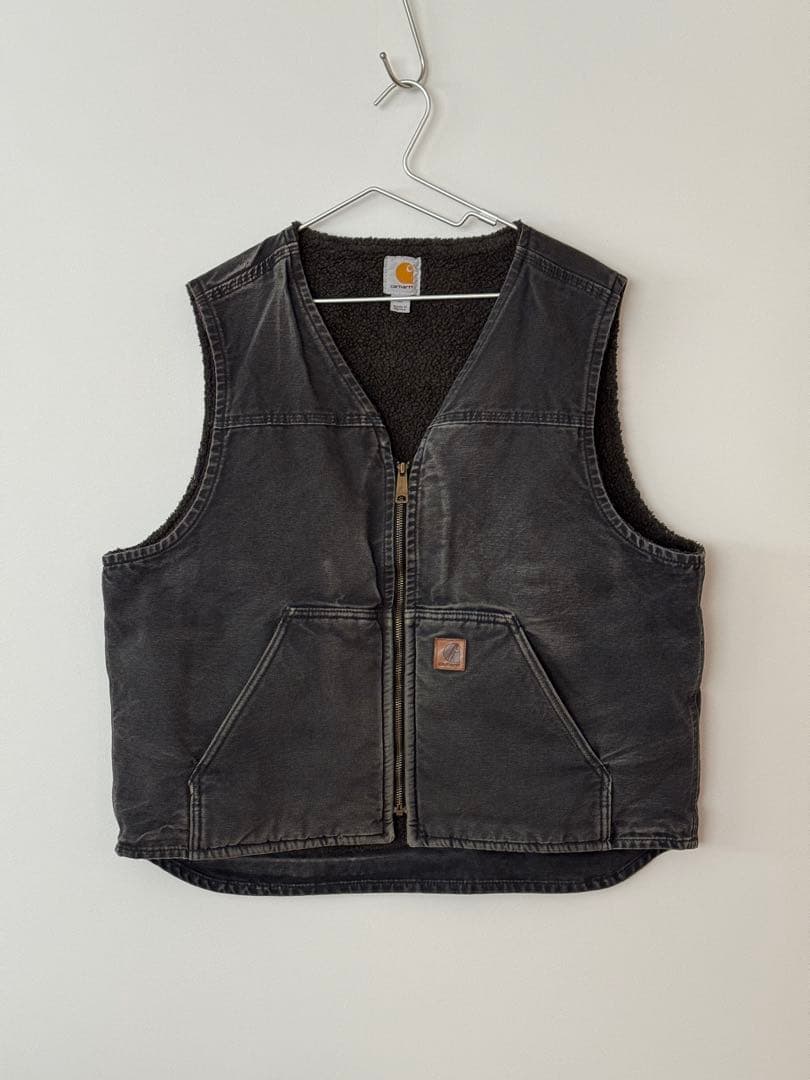 【超人気】カーハート ダックベスト XL ブラック 鬼フェード ヴィンテージ 早い者勝ち】【鬼フェード】ビンテージ カーハート ダック ベスト XL