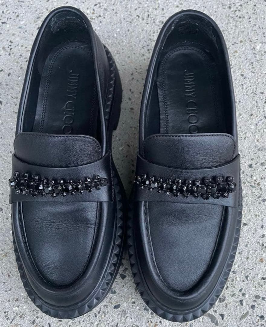 JimmyChoo ローファー　37.5 Manon F | Toffee Velvet Suede Loafers with Shearling | JIMMY CHOO