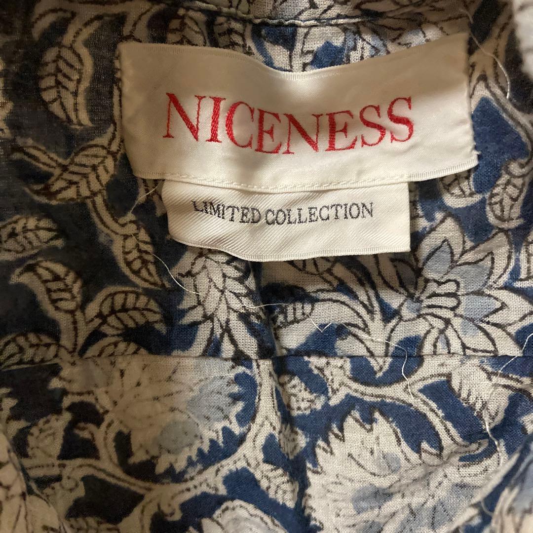 NICENESS/ナイスネス 】KHAN KADHIブロックプリント開襟シャツ