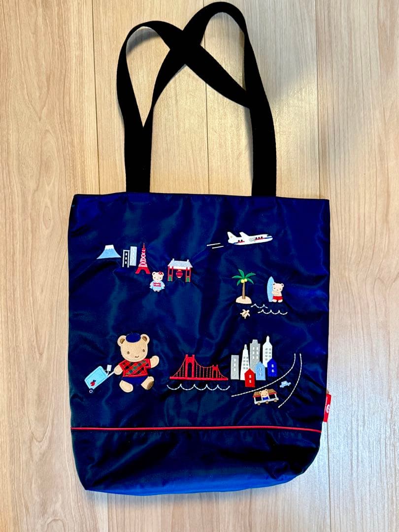 familiar JALコラボネイビー刺繍トートバッグ JAL国際線就航70周年】JALオリジナルコラボレーションアイテム登場