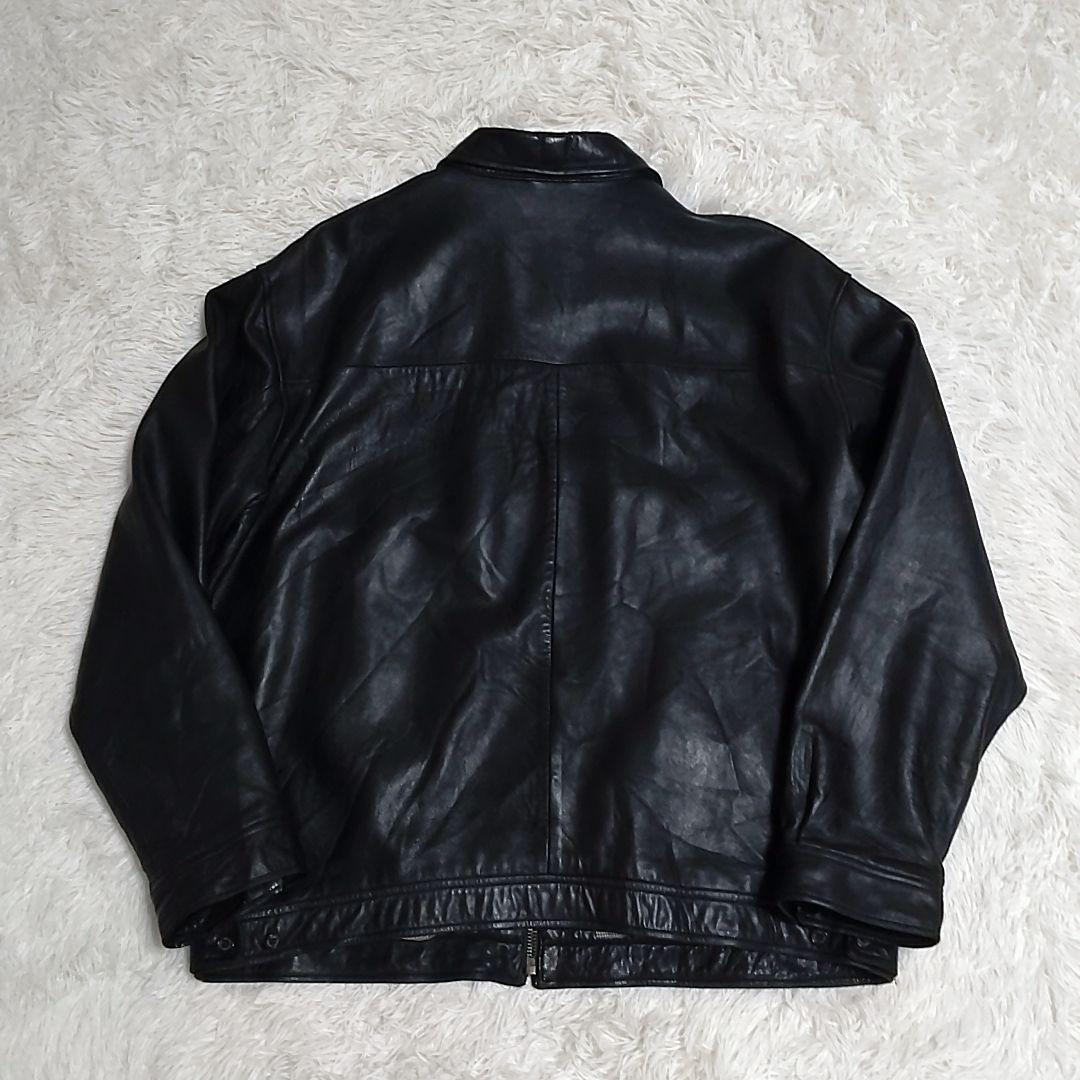 希少】90s ラルフローレン 刺繍 羊革 襟付き ラムレザージャケット