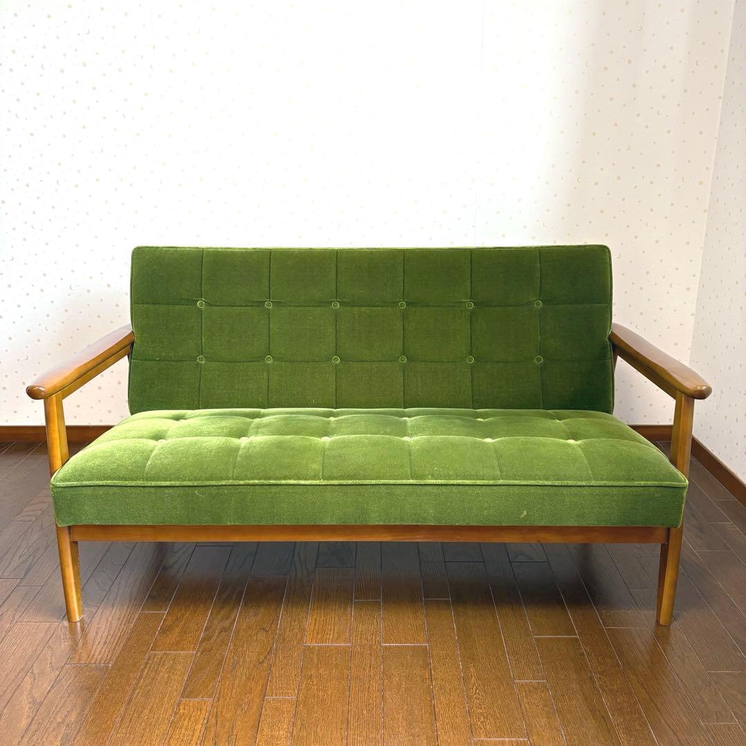 カリモク60 kチェア 2シーター モケットグリーン S11594227 - 2人掛け