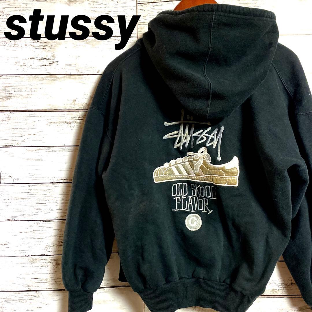 90s stussy パーカー OLD SKOOL オールドスクール 紺タグ - メルカリ