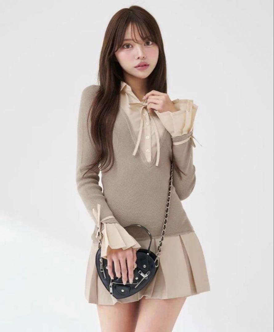 ダーリッチ シャツドッキングプリーツミニワンピース - メルカリ