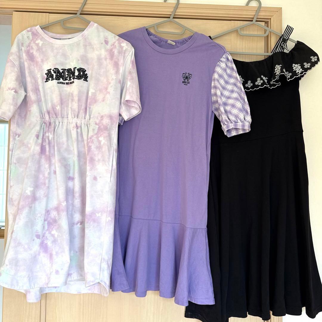 アナスイミニ 150 ワンピース 3点セット アナスイミニ(ANNA SUI mini)のワンピース(キッズ)- 子ども服の