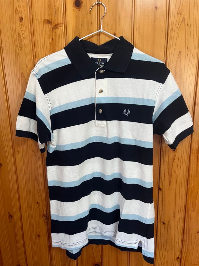 FRED PERRY ネイビー/ホワイト ストライプ ポロシャツ S - メルカリ