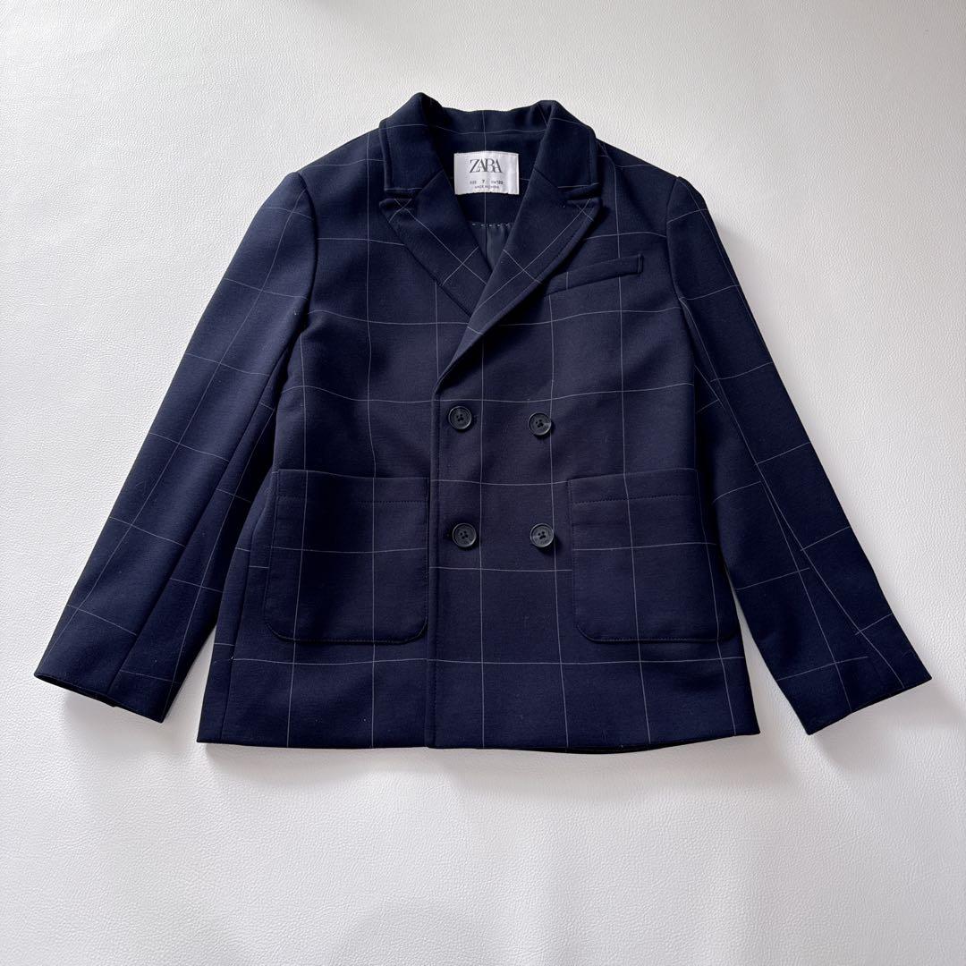 ZARA ネイビーチェック柄 セレモニースーツ 122cm 4点セット - メルカリ