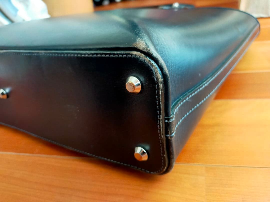 ショップ 万双 トートバッグ ブライドルレザー ネイビー