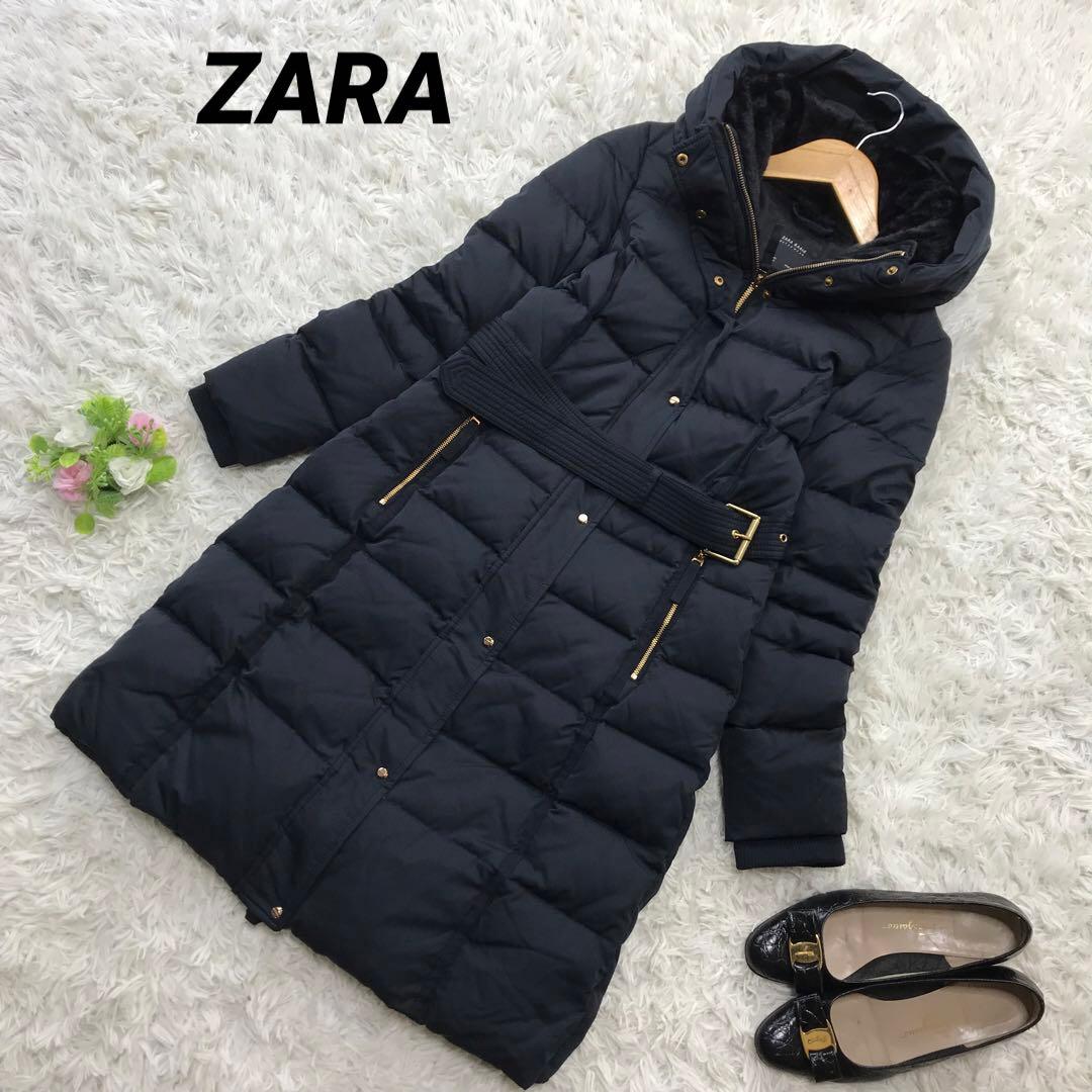 ZARA BASIC ザラ ベルト付き ダウンコート ロングダウンジャケット