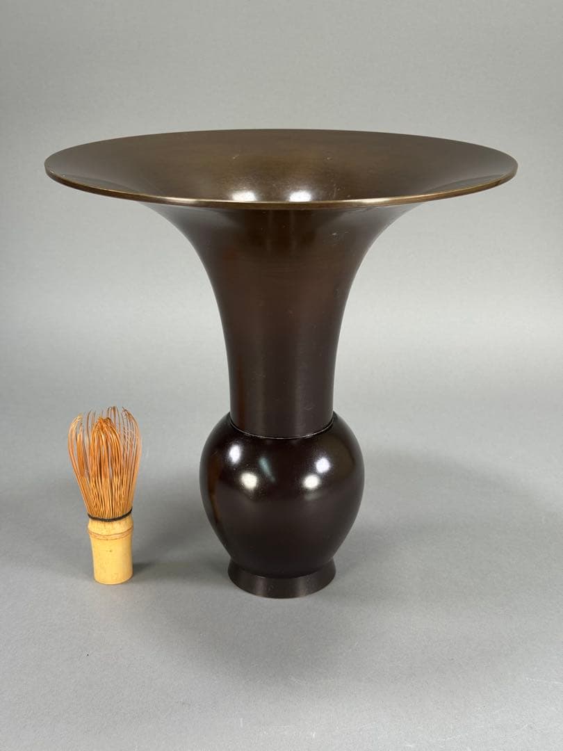 いけばな 池坊 唐銅花瓶 高さ25.8cm 重さ3063g 花瓶 銅花器華