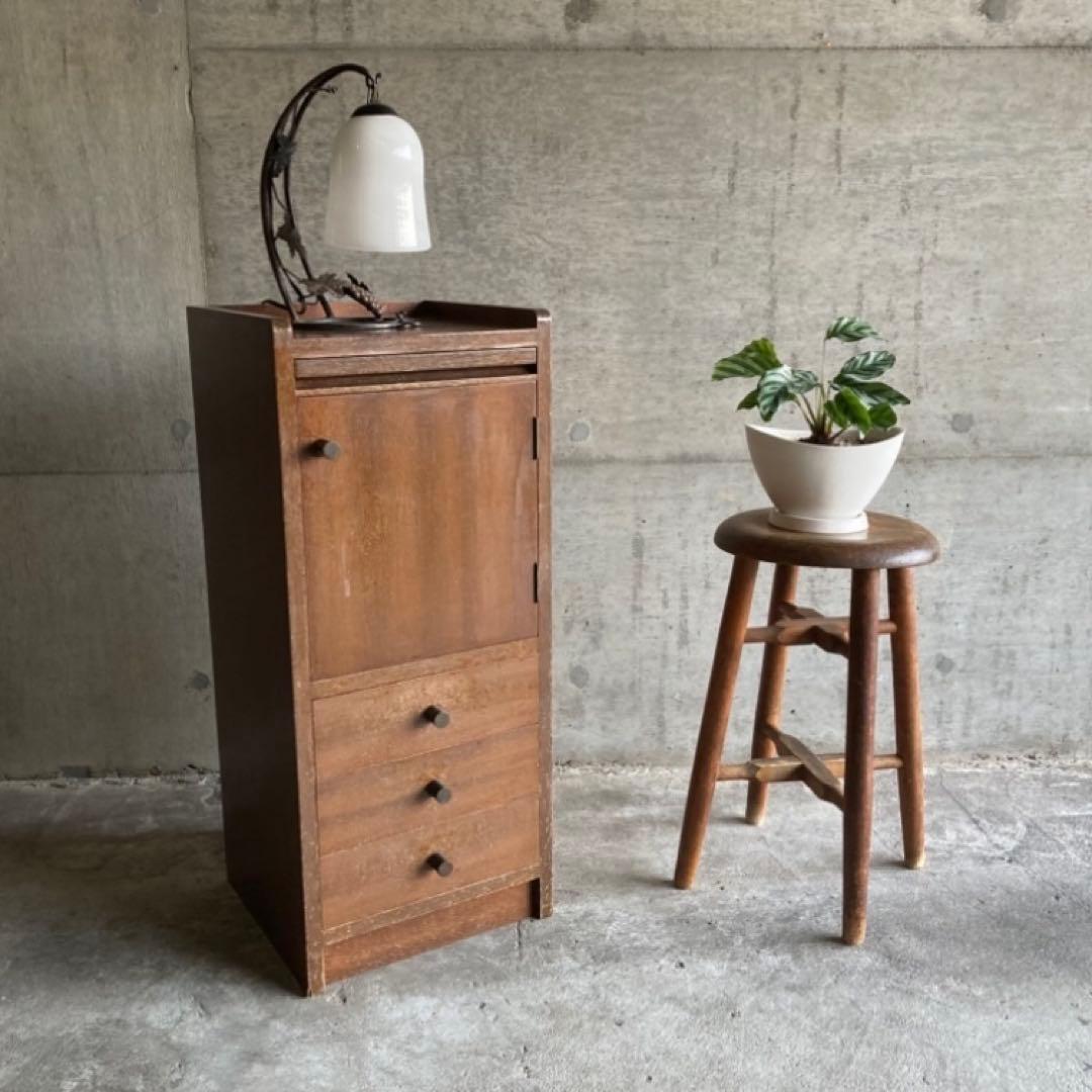 サイドテーブル キャビネット チェスト ラック 電話台 棚 木製 昭和 レトロ vcr-hd-220713-07.jpg