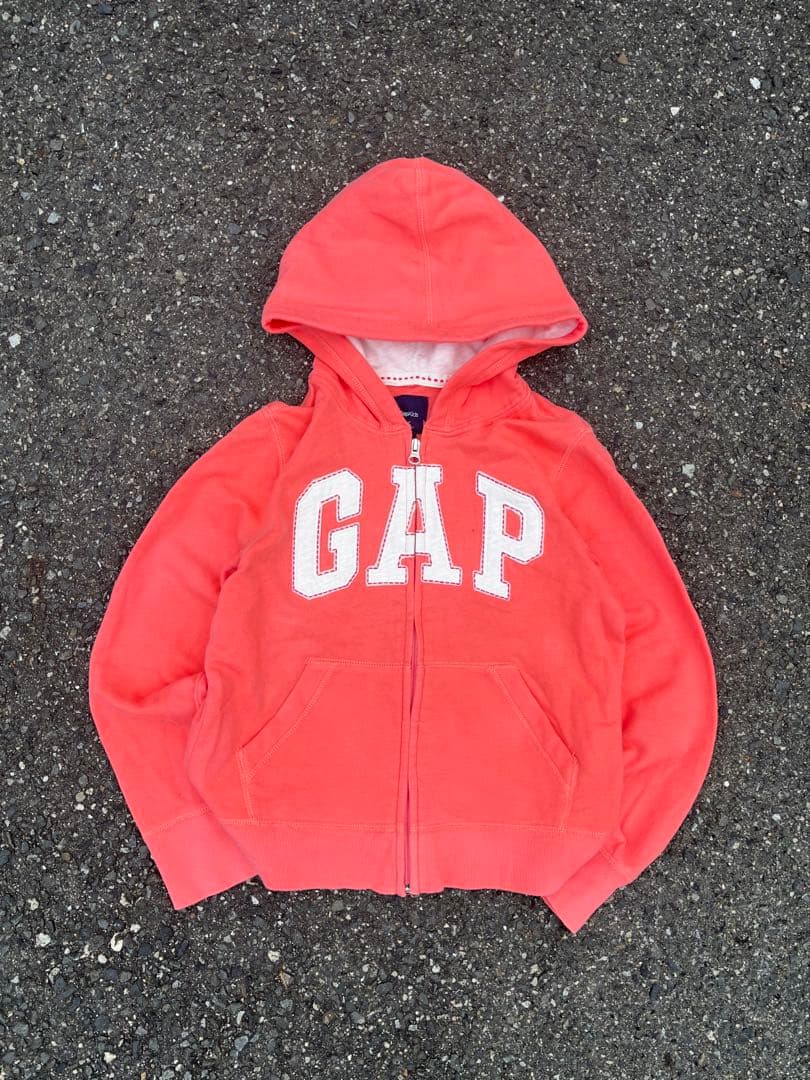 90s oldgap 激レア ジップパーカーピンク 短丈 ロゴドン y2k - メルカリ