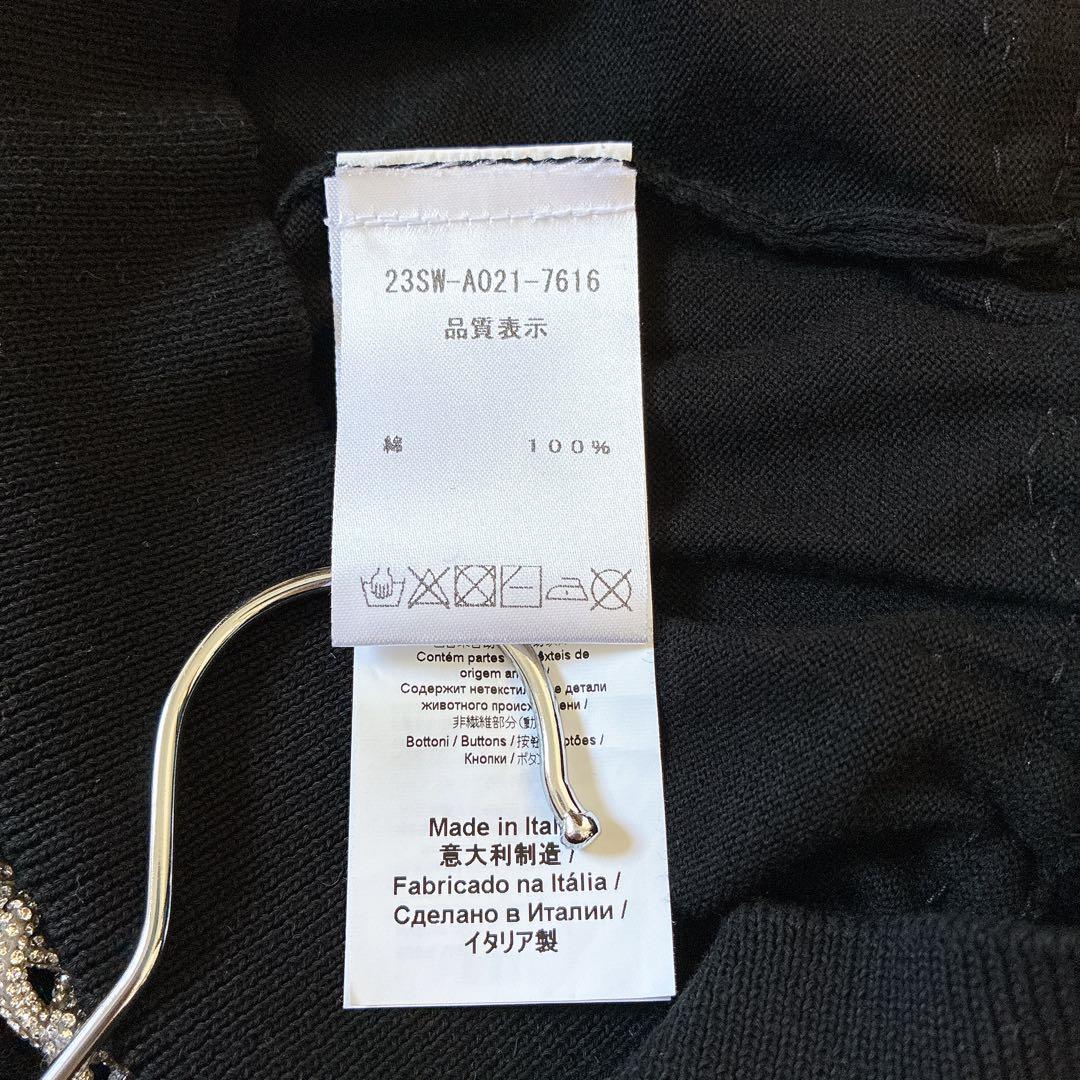 N°21 カーディガン チェーン ラインストーン ロゴ刺繍 イタリア製 ブラック