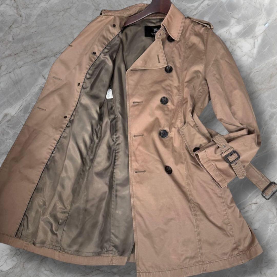 バーバリーブラックレーベル ダブルブレスト パイピング トレンチ