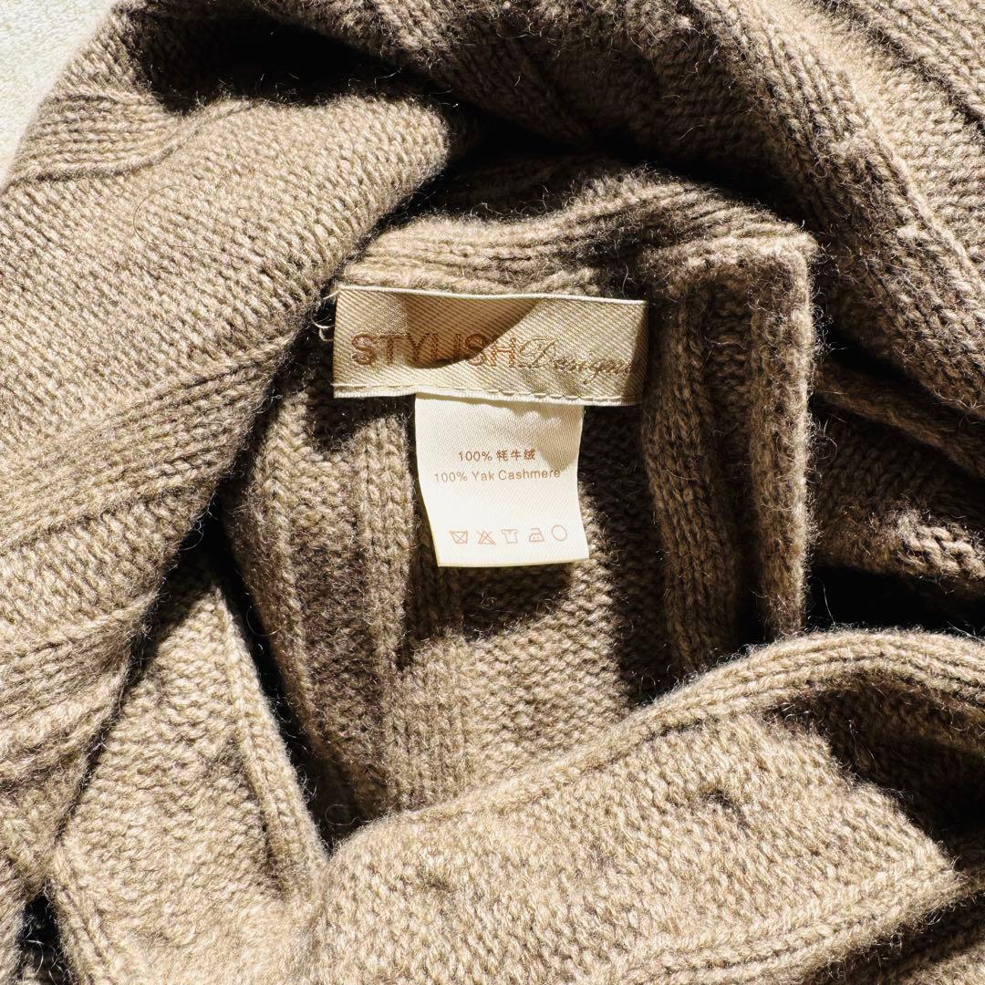 内モンゴル産 ヤクカシミヤ 100 ニット ポンチョ フリンジ付き