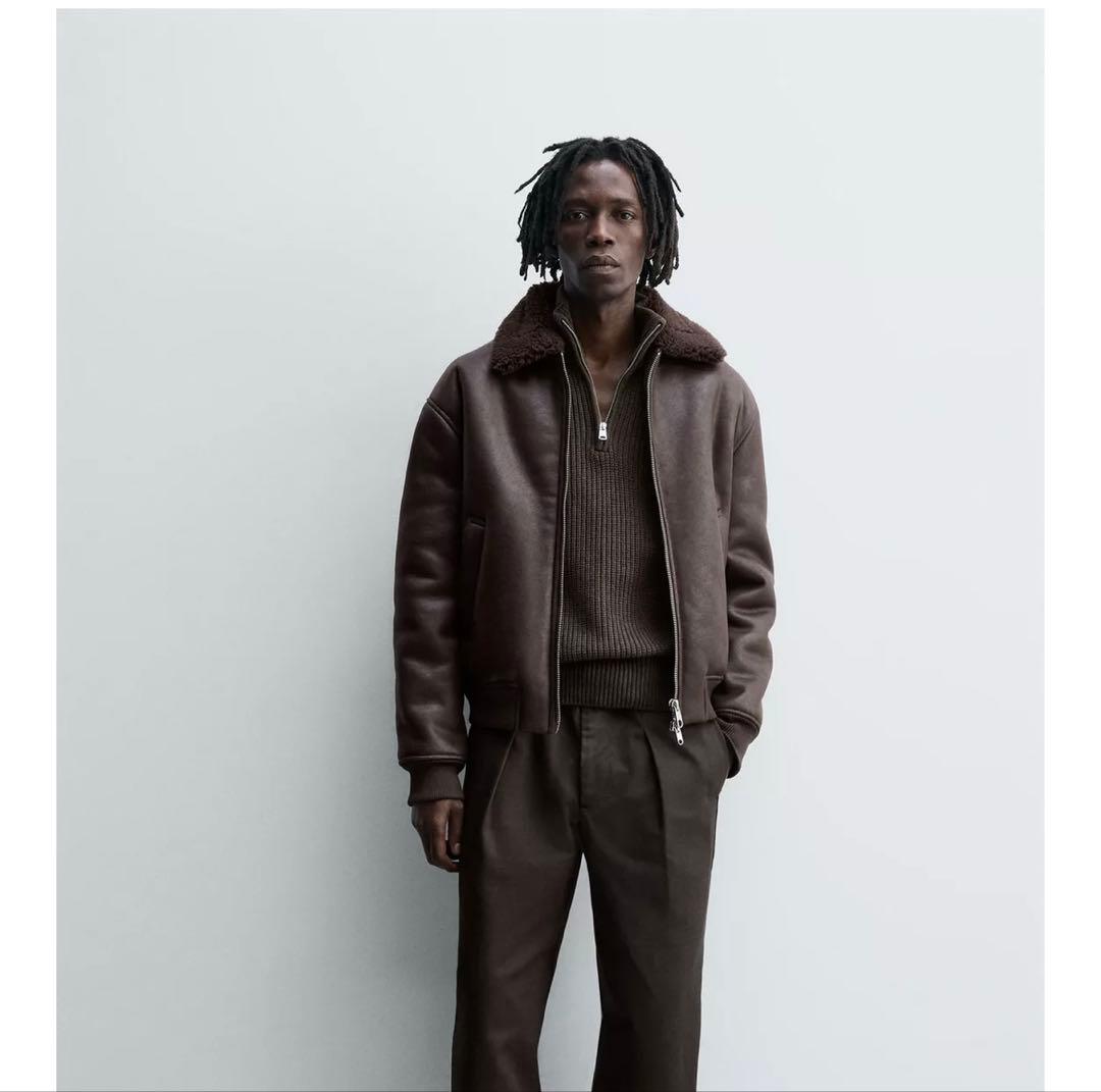 ZARA ダブルフェイス オーバーサイズ フェイクレザージャケット M