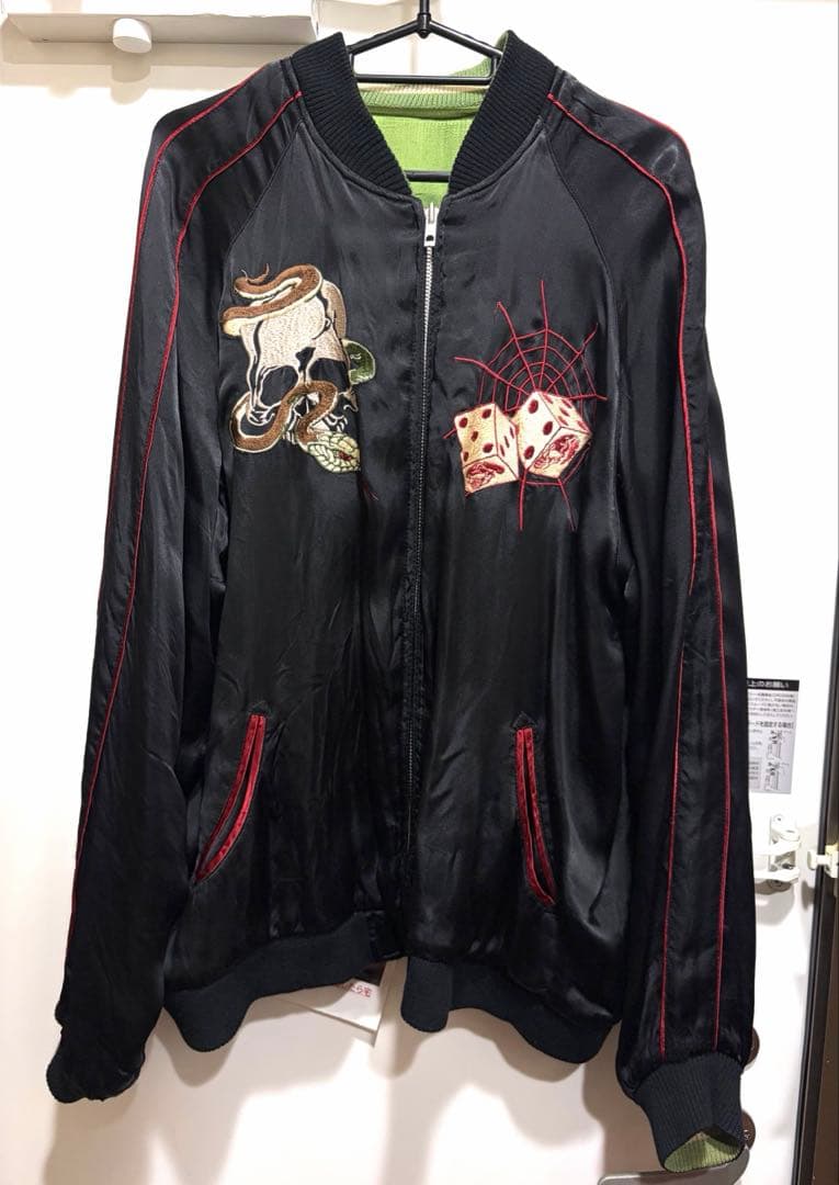 JUNKSTAR リバーシブル刺繍スカジャン スカル 骸骨 スケルトン Y2K
