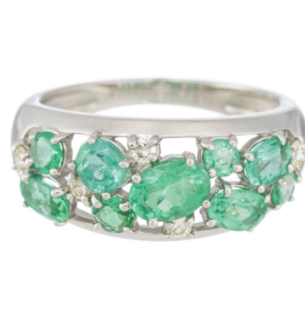 Pt950 コロンビア産エメラルド ダイヤモンド リング - メルカリ