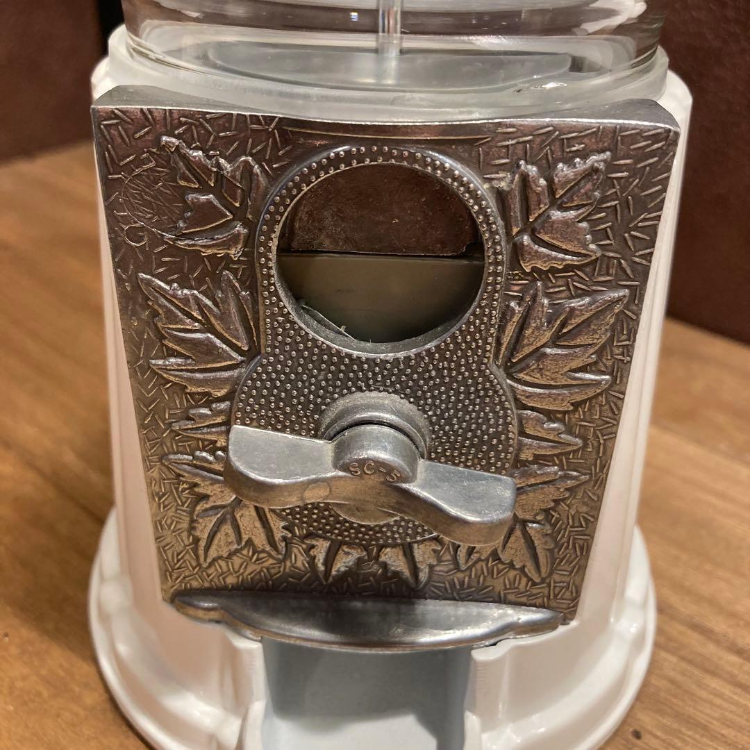 USAヴィンテージ ガムボールマシン 白 金属製 ガラス 貯金箱