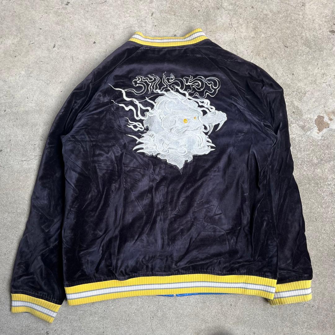 00s STUSSY ヴィンテージ リバーシブル スカジャン 刺繍 L ブラック