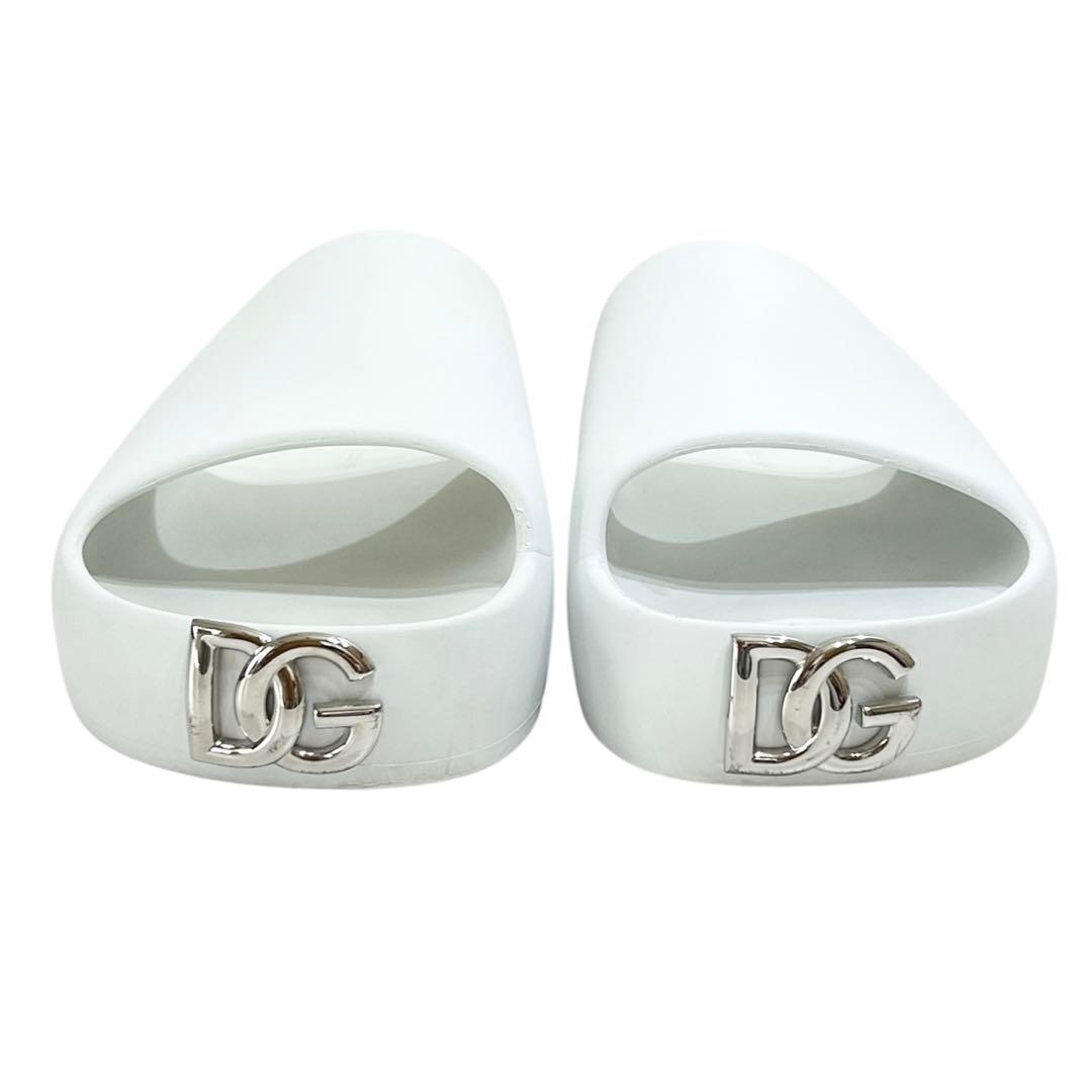 ドルチェ&ガッバーナ スライドサンダル 厚底 シルバーロゴ ホワイト 43