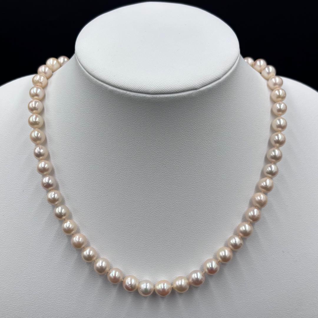 干渉色◎大珠8mm】あこや本真珠パールネックレス SV刻印 フォーマル冠
