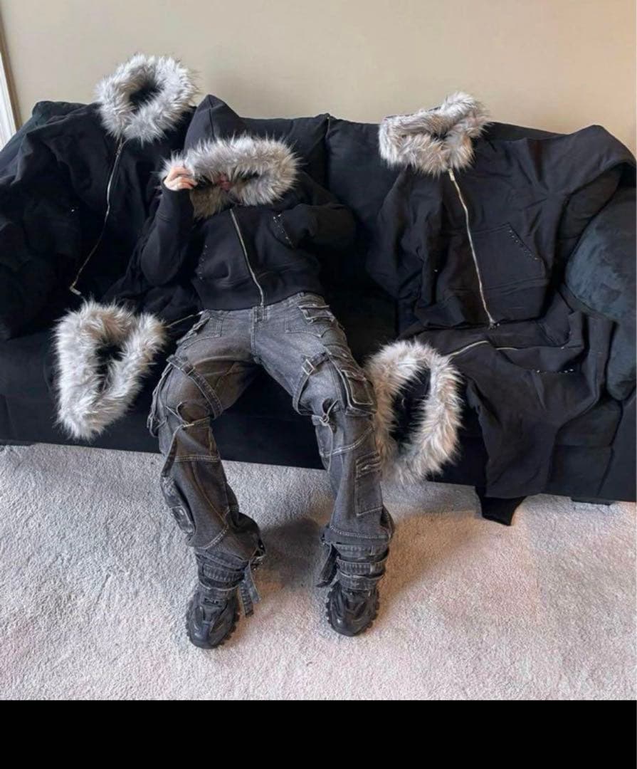 corruptkid fur zip hoodie opium y2k - メルカリ