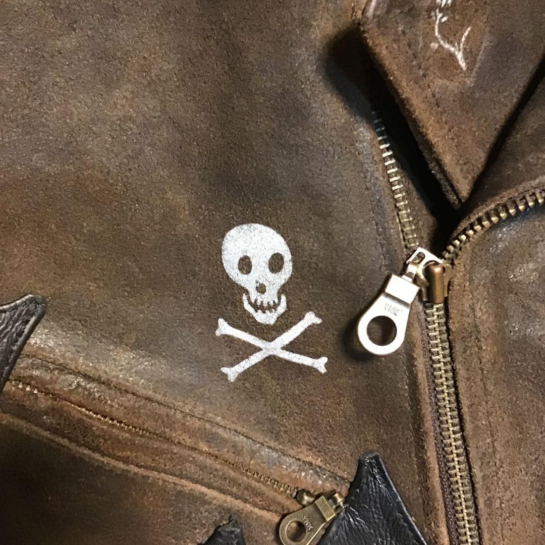 ユーロ ビンテージ ダブルライダース レザー ステンシル ペイント