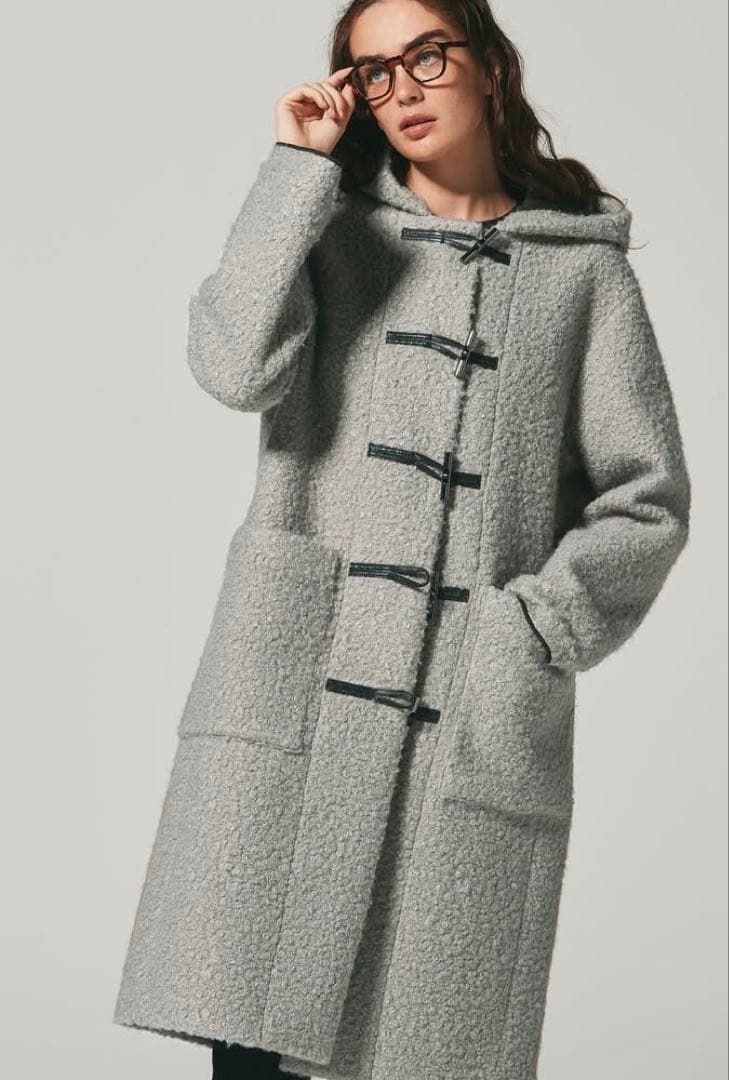 セオリー　人気ボアダッフルコート美品グレージュ　ブークレ APRILY / 3wayネックブークレボアコート