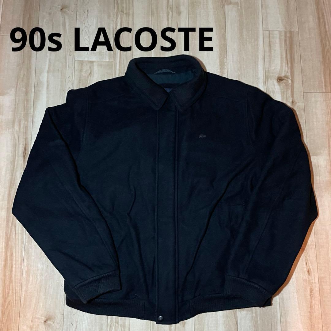 ジャケット・アウター 90s LACOSTE wool bomber jacket Vintage Lacoste Jacket Mens Large 52/4 Black Bomber 90s Full Zip