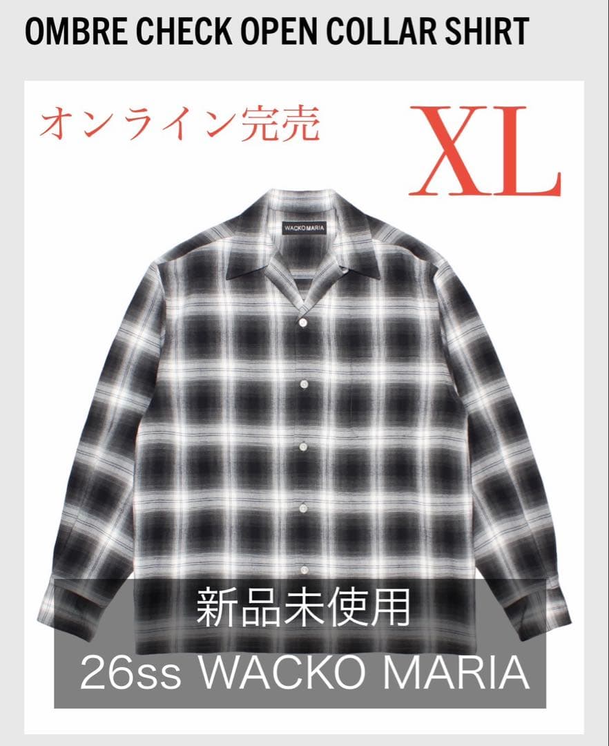新品 XL 26ss ワコマリア オンブレ オープンカラー チェック シャツ