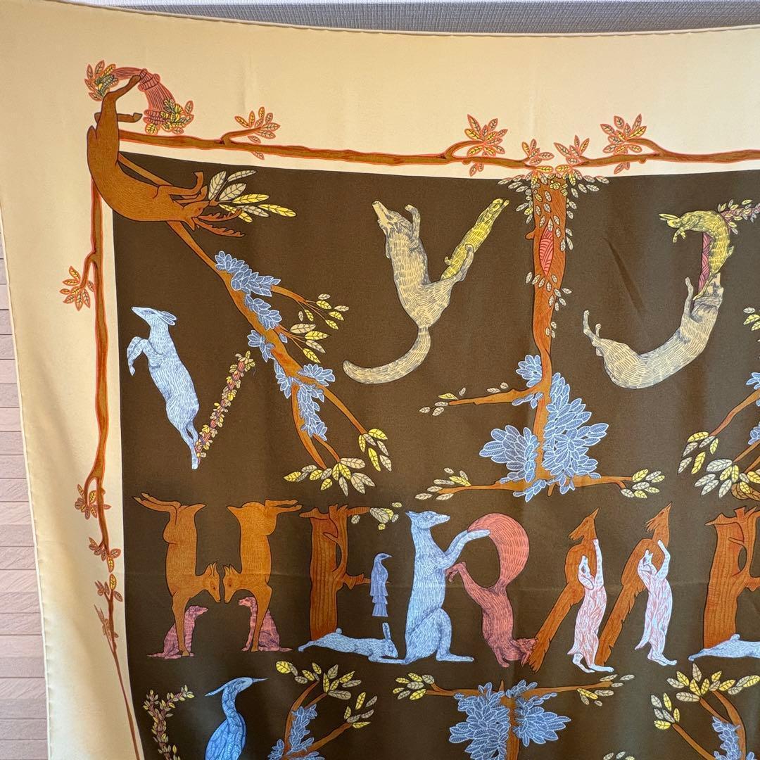 カルネ様専用訳あり HERMES エルメス スカーフ アニマル柄 ブラウン