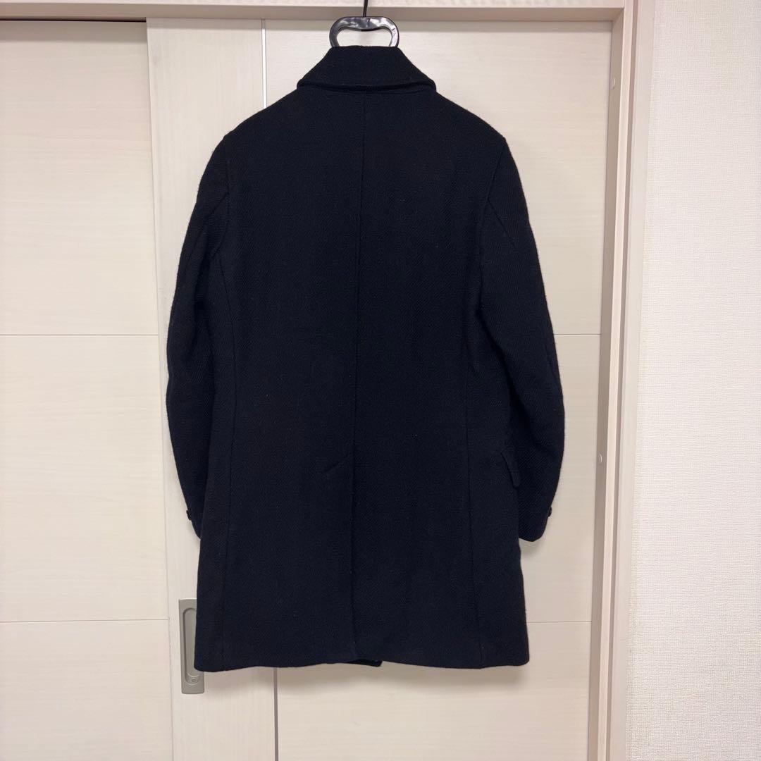 と*け様 ビームスハート ハリスツイード ステンカラーコート ネイビー