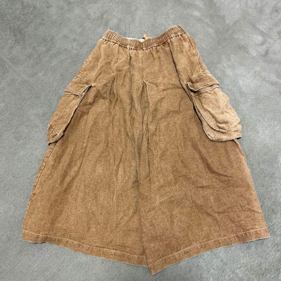 Joie de Vivreリネンラミー硫化染め ワイドカーゴパンツ