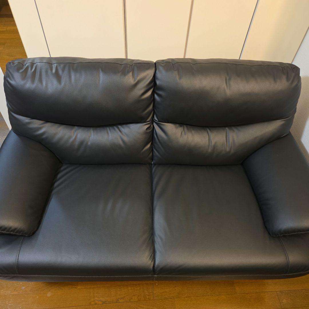 ニトリ 傷・汚れに強い合成皮革 2人用ソファ( MK02KD Nシールド BK