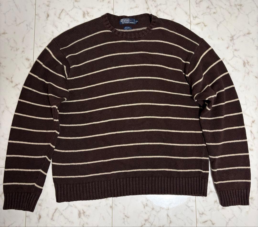 た*様 90s～00s ラルフローレン ニット ボーダー ポニーなし 90s Polo Ralph Lauren No Pony Cotton Knit 2L / ポロ ラルフローレン