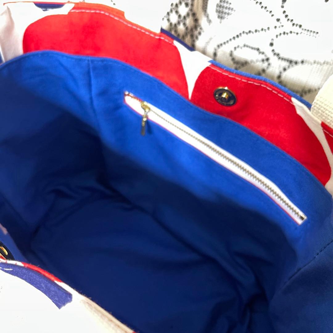 マリメッコ ウニッコ ミニトートバッグ ブルー×レッド ミャクミャク風