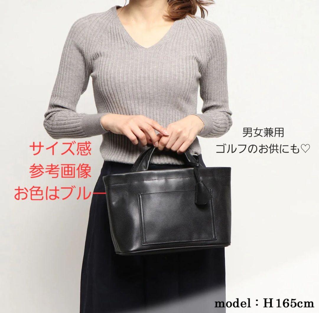 ブルーaniary アニアリ クロッシングレザー ミニトートバッグ ゴルフ
