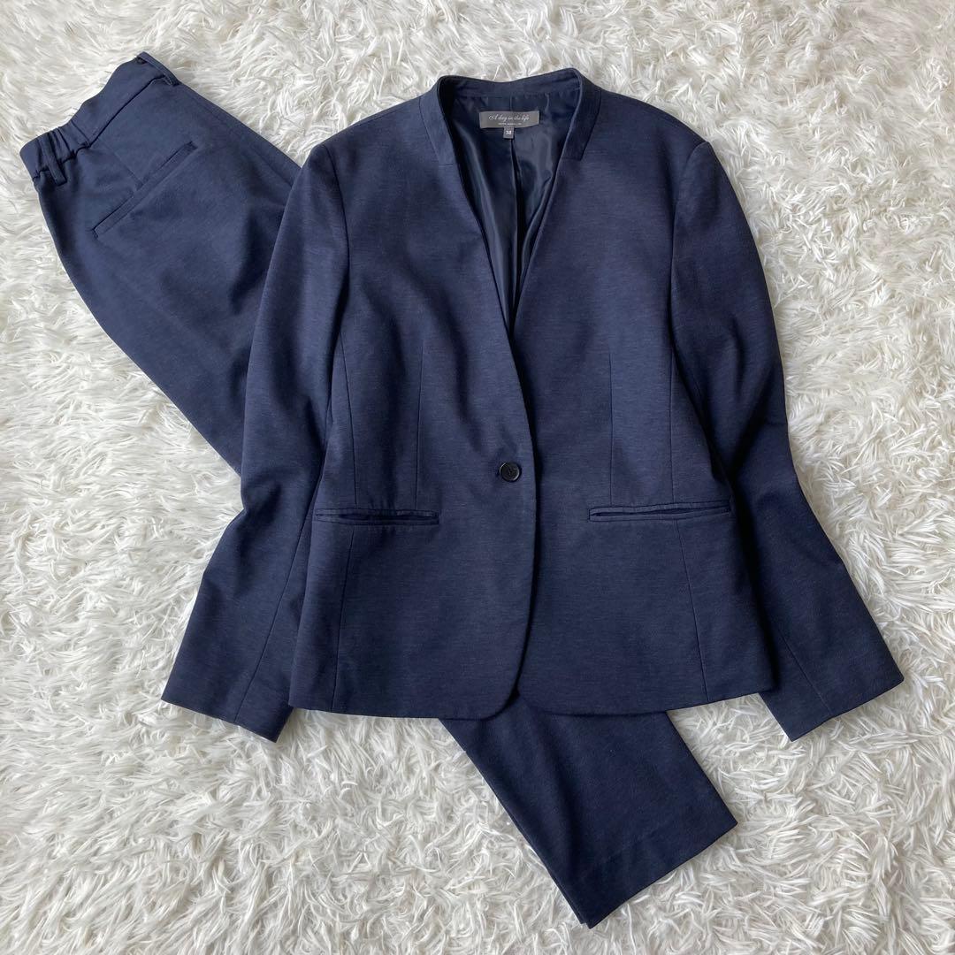 【美品】 UNITED ARROWS ノーカラー セットアップ　ネイビー　38 UNITED ARROWS ノーカラージャケット ネイビー セレモニー 38 - メルカリ