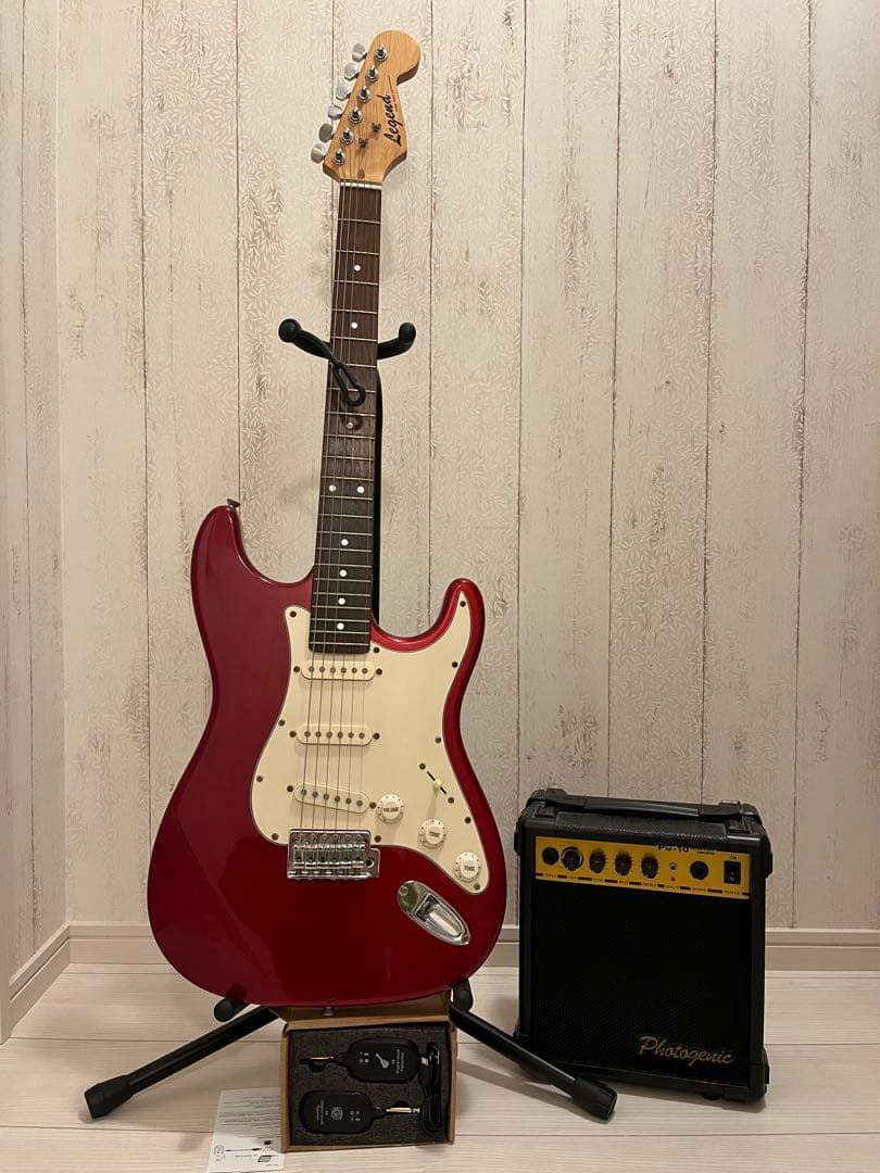 Legend ストラトキャスタータイプ エレキギター アンプ ワイヤレスシールド LEGEND LST-Z MBL エレキギター 初心者14点セット 【ヤマハアンプ付き