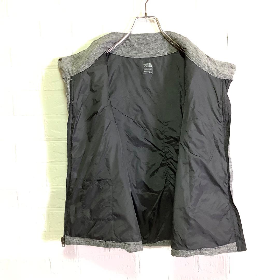 ノースフェイス 中綿ベスト ジップアップ 刺繍ロゴ グレー ワン