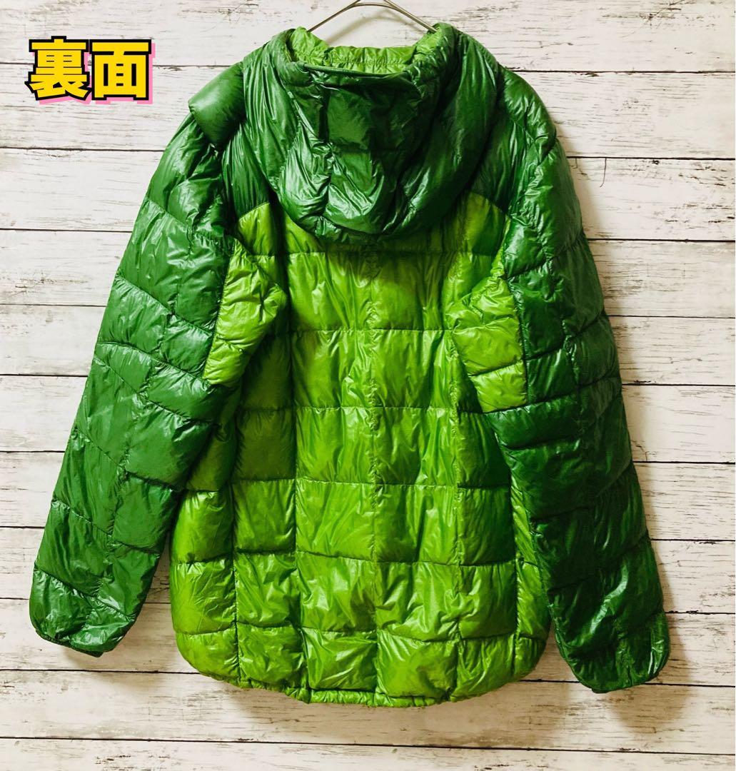 美品 モンベル スペリオダウンパーカ ツートン 800FP 保温 軽量 緑 M