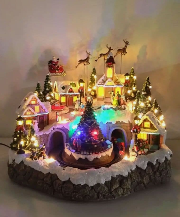 クリスマス スノーホリデービレッジ 曲付き LEDライト クリスマス