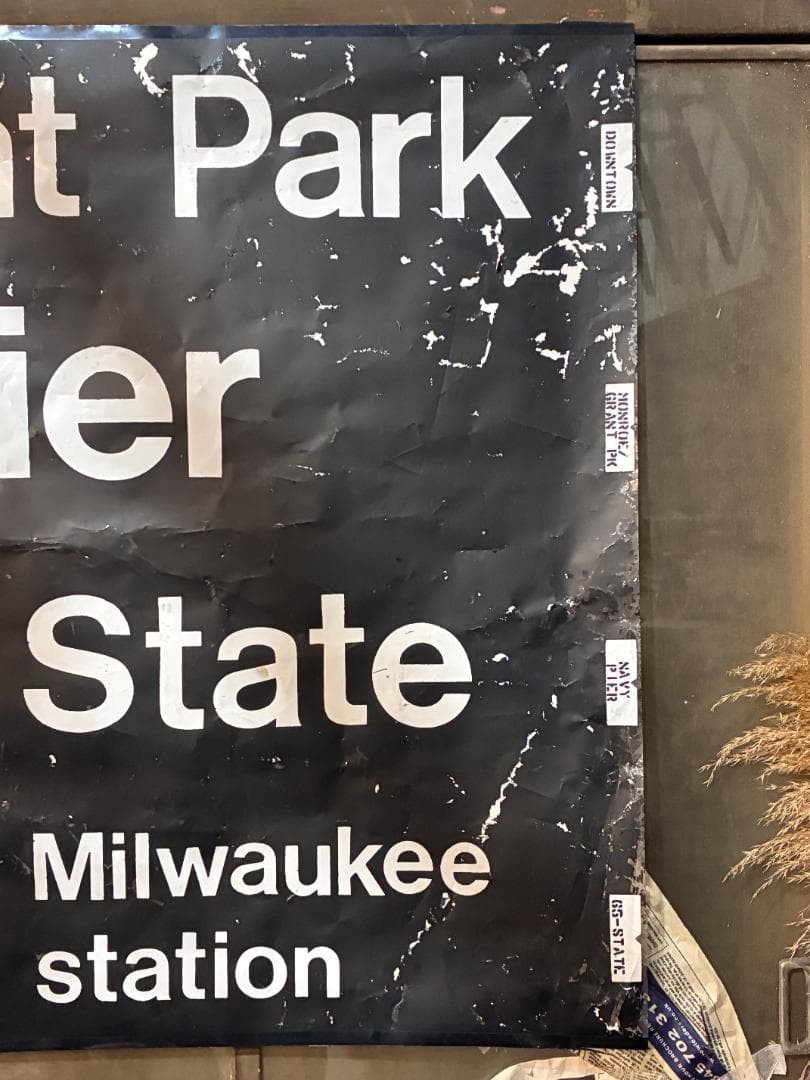 ◆Vintage◆バスロールサイン132×77.5cm シカゴ　CATバス路線