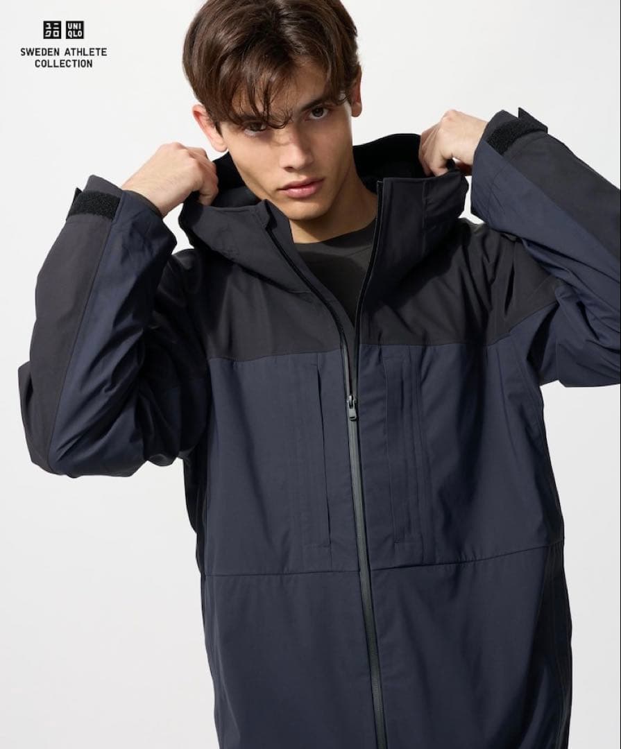 【新品】ユニクロ✕スウェーデン ブロックテックパーカ／バイカラー ブラック S ユニクロ公式 | ブロックテックパーカ／バイカラー